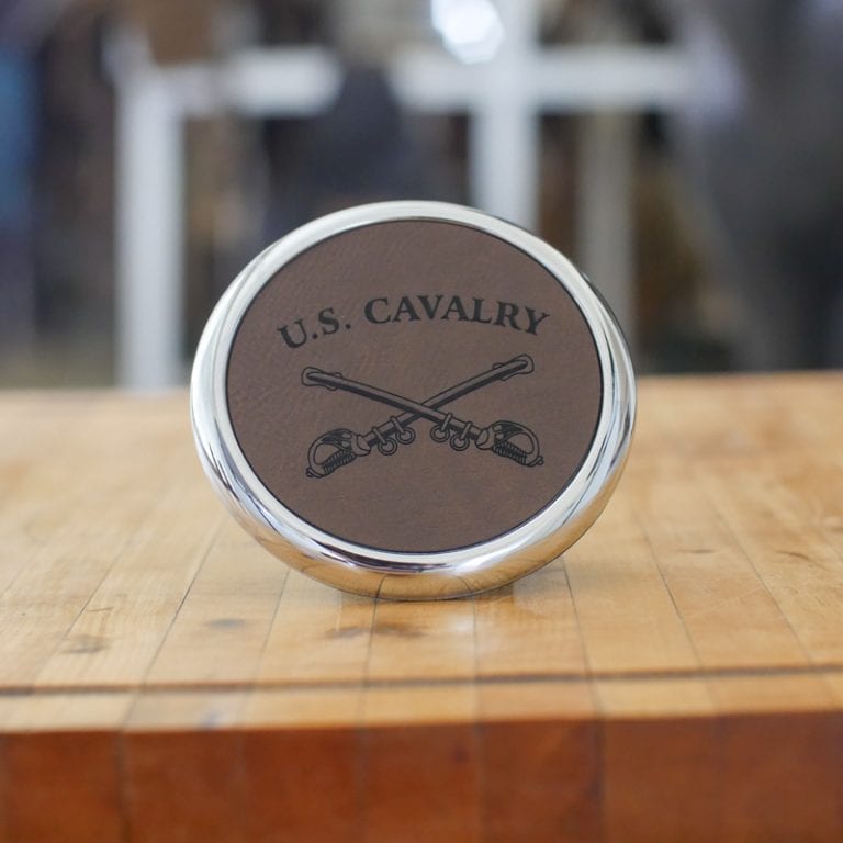 Leather Cavalry Drink Coaster With Gold Trim