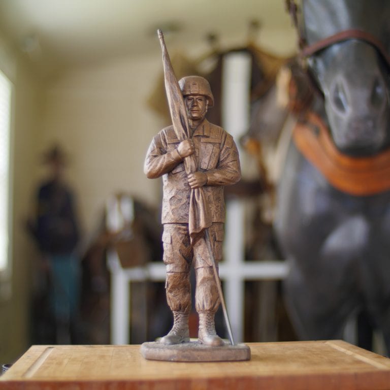 Command Sergeant Major With Kevlar Helmet Statue Front View